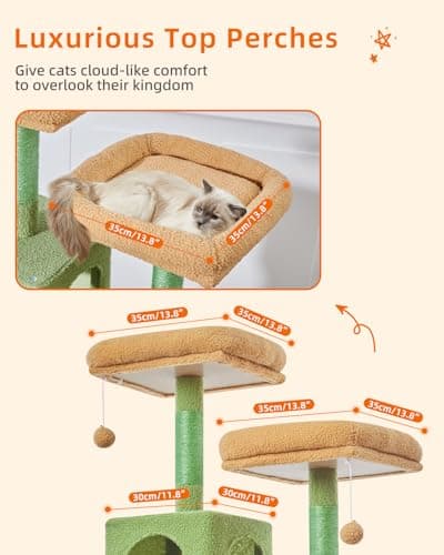 Taoqimiao 71-Inch Multi-Level Cat Tree with 10 Scratching Posts & 2 Caves