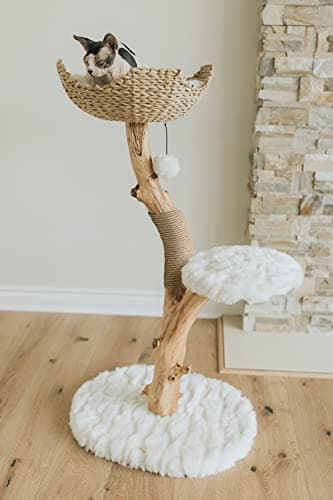 MAU LIFESTYLE Alpine White Wooden Cat Climbing Tree Tower