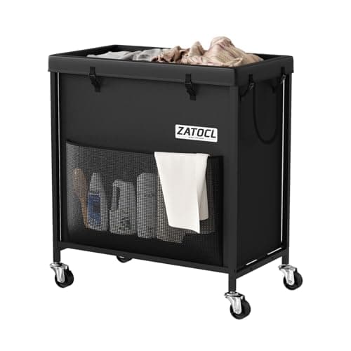 Large Laundry Hamper with Lid & Removable Bag - 110L Grey — Heavy Duty Black