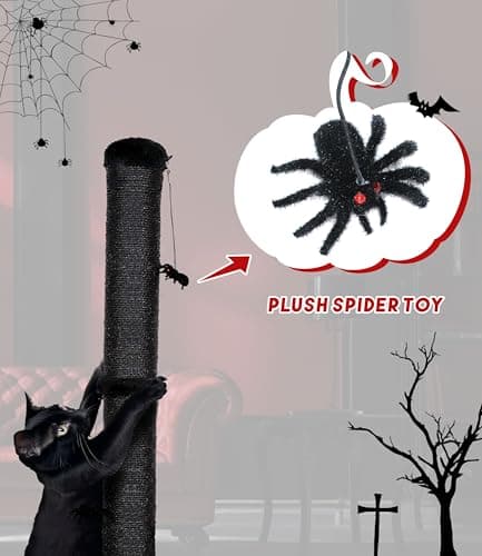 Halloween Goth Cat Scratching Post with Spider Toys
