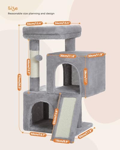 PAWZ Road Cat Tree for Indoor Cats - 30 Inches with Dual Condos