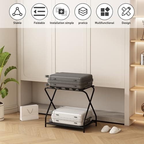 PILLAGER 2 Pack Foldable Metal Luggage Rack- Black