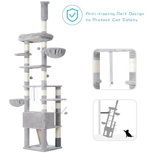Hey-brother Tall 94.5-106.3 Inch Cat Tree for Large Cats