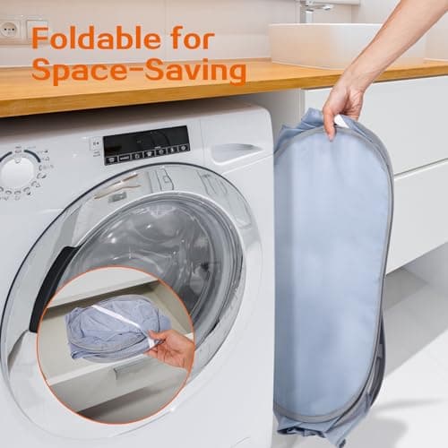 Sturdy 3-Compartment Collapsible Laundry Hamper with Handy Pocket - Grey