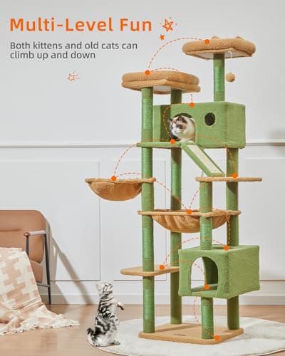 Taoqimiao 71-Inch Multi-Level Cat Tree for Large Indoor Cats