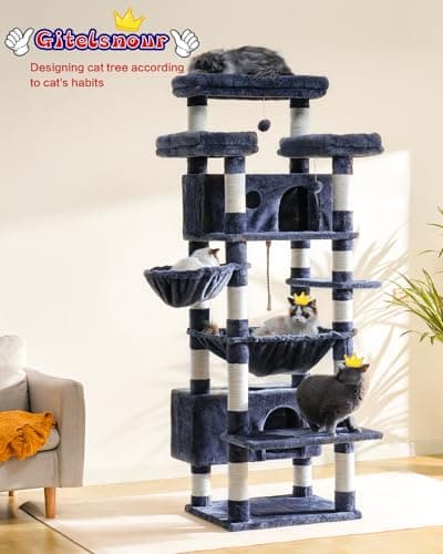 Smoky Gray Large Cat Tree for Indoor Adult Cats GCT030G