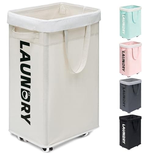 Goodpick 75L Laundry Hamper with Wheels, White