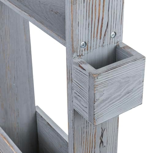 Vintage Gray Wood Narrow Side Table with Storage Shelf