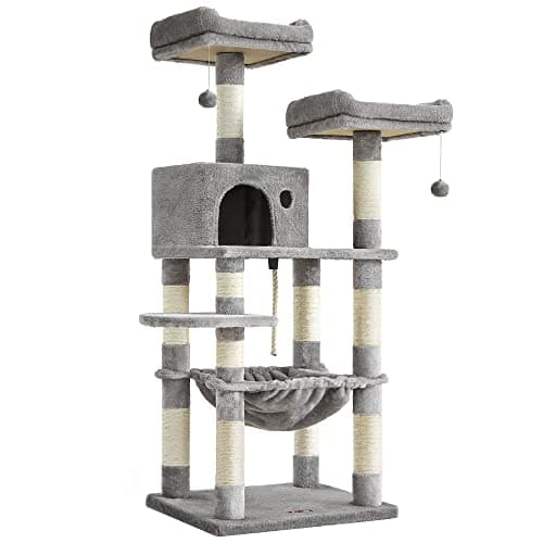 Feandrea Light Gray Cat Tree with Scratching Posts & Hammock — Light Gray