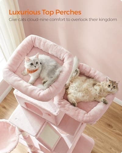 Feandrea Jelly Pink Cat Tree: 81.1-Inch Large Tower with 13 Scratching Posts UPCT190P01