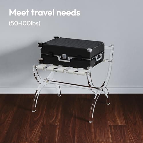 Byingo Foldable Luggage Rack with High Back Support, Holds 50-100 lb, Portable & Easy to Use