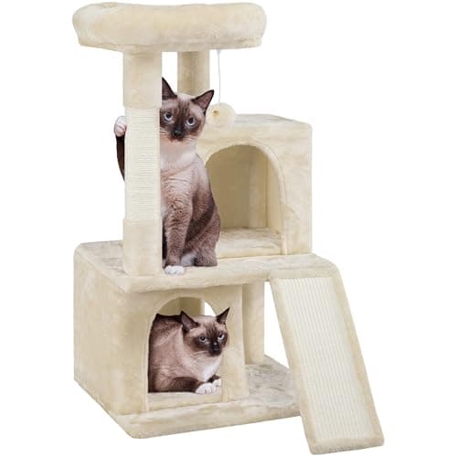 Yaheetech 36in Indoor Cat Tree with Perch, Scratching Posts & Dangling Ball — Beige