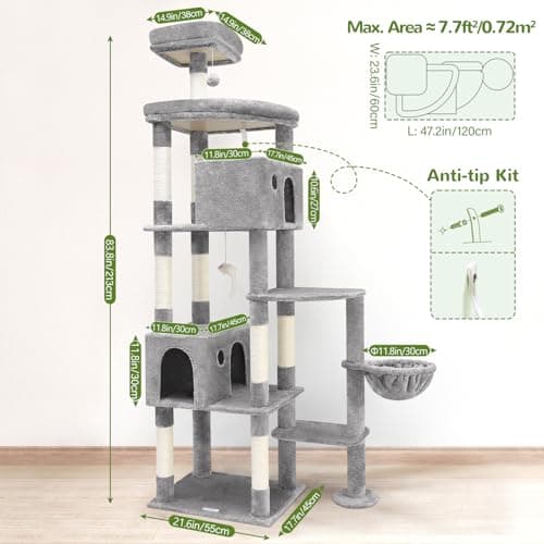 Giant F83 Cat Tree, 83 Inch Scratch Tower for Large Cats