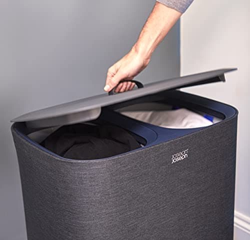 Joseph Joseph Tota 90-Liter Laundry Hamper with Lid, 2 Removable Bags - Carbon Black
