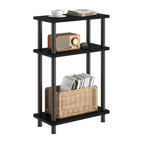 Apicizon Black 3-Tier Narrow Side Table with Storage