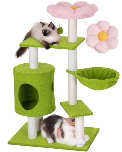 Green Cozy Cat Condo with Hammock & 3 Scratching Posts for Indoor Kittens