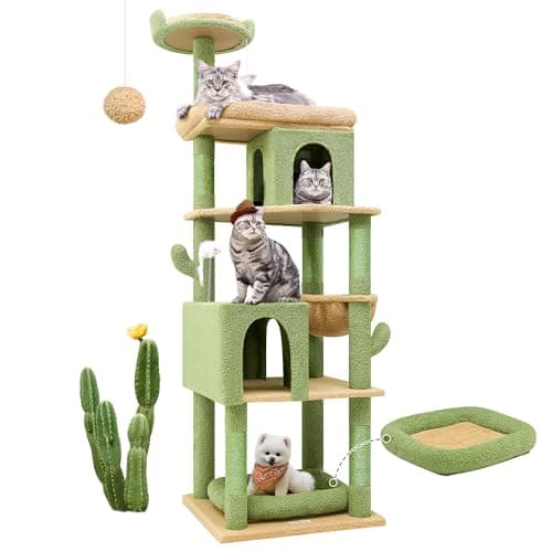 Sturdy 72in S72 Heavy Duty Cat Tree for Large Cats 20 lbs+ Light Grey — Cactus