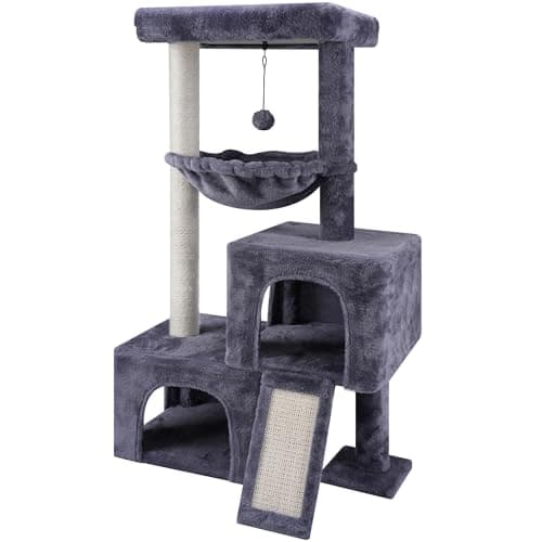 37.4" Cactus Cat Tree for Indoor Cats with Twin Condos and Scratching Post … Green — Grey2