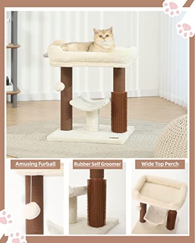 HOOPET Cat Tree Tower with Cozy Perch, Scratching Post, and Interactive Ball