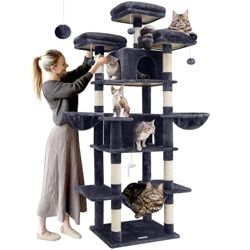 Gothic Cat Tower for Multiple Adult Cats - XXL Halloween Cat Tree — Dark Grey