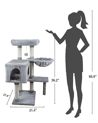 Kiyumi Multi-Level Cat Tree with Scratching Post & Hammock for Indoor Cats