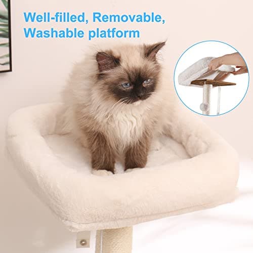 Hey-Brother Cat Tree with XL Litter Box, All-in-One Cat Tower, Modern Rustic Brown MPJ101SR