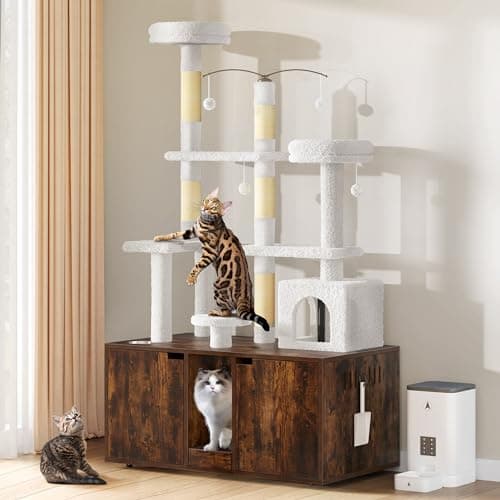 YITAHOME 71 Inch Cat Tree with Double Litter Box Enclosure and Cat Tower Condo for 2 Cats