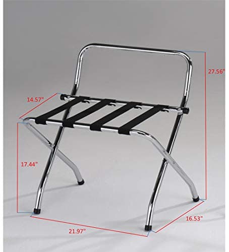 Kings Brand Chrome Black Metal Foldable High Back Luggage Rack