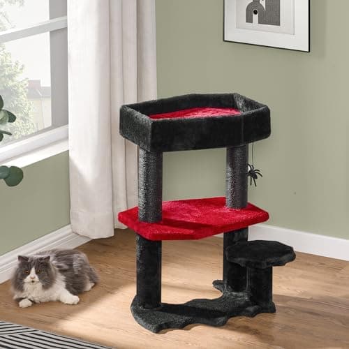 Bewishome Gothic Cat Tree with Coffin Bed & Scratching Post MMJ94R