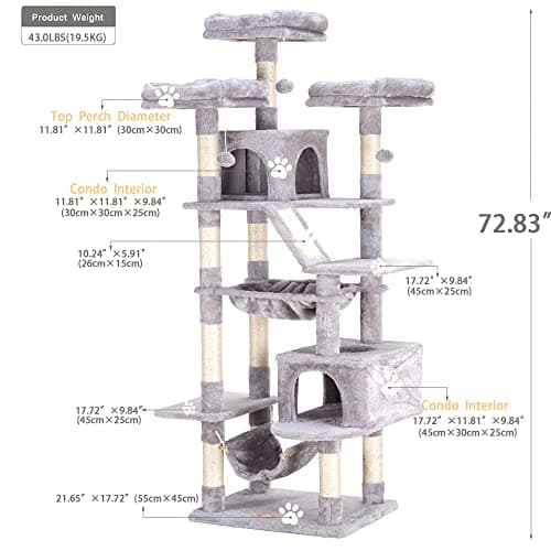 Heybly Large Cat Tree Tower for Indoor Cats