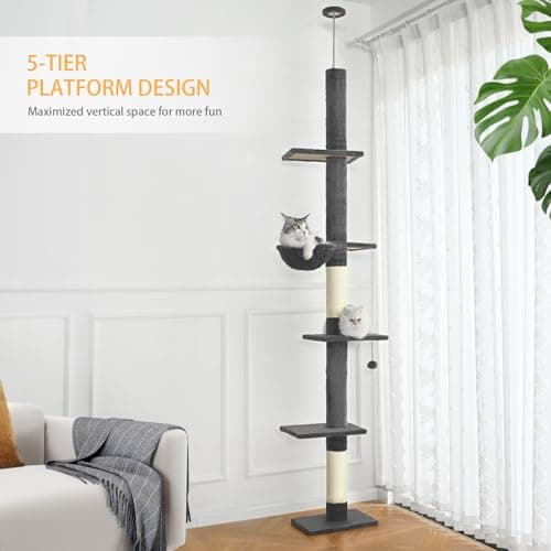 5-Tier Tall Cat Tree with Adjustability & Hammock for Indoor Cats