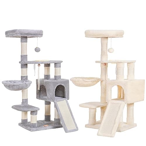 Heybly Cat Tower with Feeding Bowl and Scratching Board