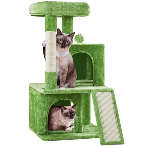 Yaheetech 36in Indoor Cat Tree with Perch, Scratching Posts & Dangling Ball — Green