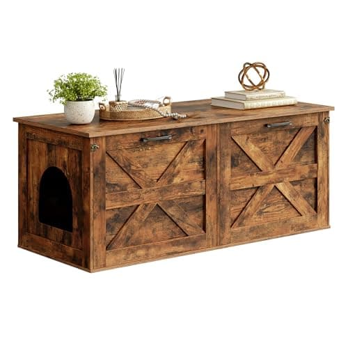 Modern Hidden Cat Litter Box Enclosure, Easy to Clean Griege PG06MWZ — Rustic Brown