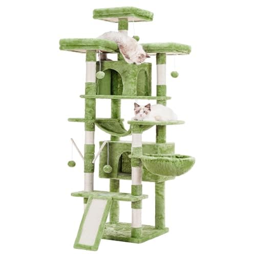Smoky Gray XL Cat Tree - 71 Inches Multi-Level with 3 Perches & Scratcher MPJ034G — Green