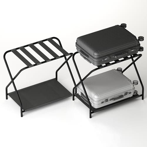 PILLAGER 2 Pack Foldable Metal Luggage Rack- Black