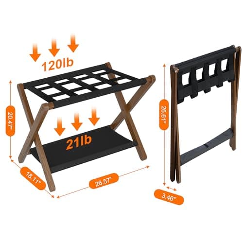 Heavy-Duty Folding Luggage Rack Set for Hotel Guest Room - Pack of 2