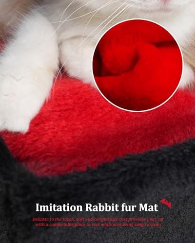 Gothic Cat Condo Cave, Spacious Indoor Bed for Large Cats, Red Black
