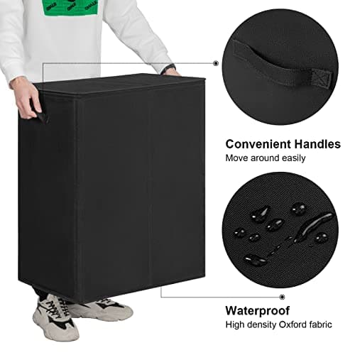 WOWLIVE 154L Double Laundry Hamper with Lid, Black
