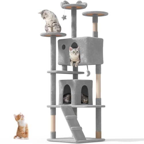 large indoor cat tree tower for big cats — Light Gray