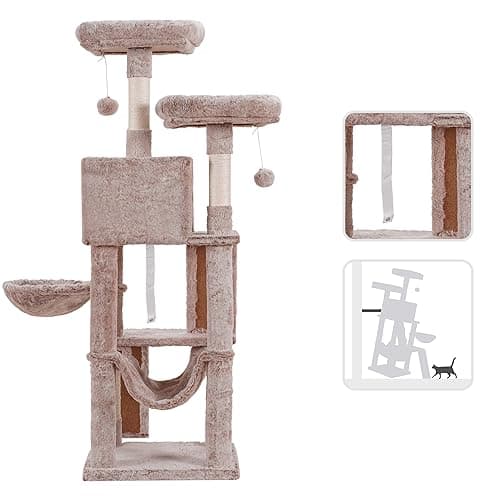 Heybly Cat Tree with Plush Perch and Scratching Board for Indoor Cats