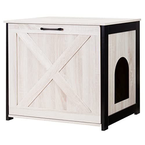 Dwanton Cat Litter Box Furniture with Reversible Entrance — Beige