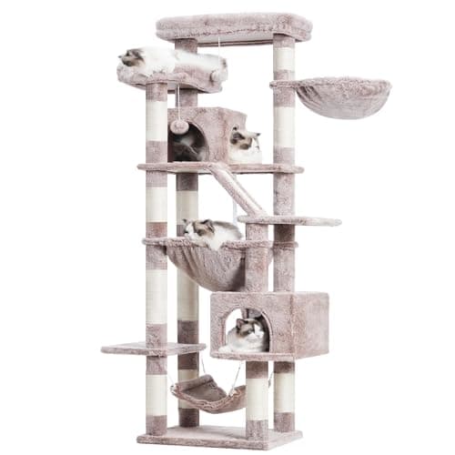71-Inch Tall Cat Tree Tower with Multiple Features for Indoor Cats, Smoky Gray — Muchroom