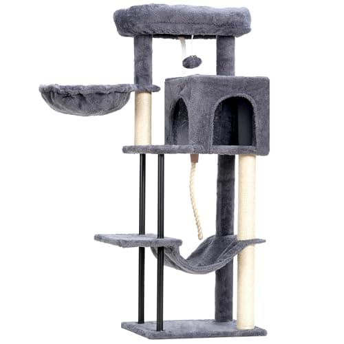 Light Gray 43.3 inch Sturdy Cat Tree Tower for Indoor Cats — Smoky gray