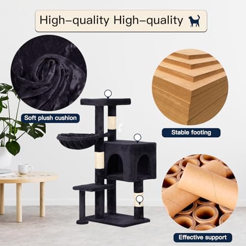 BestPet 36 Inch Tall Cat Tree with Scratching Post & Hammock (Dark Gray)