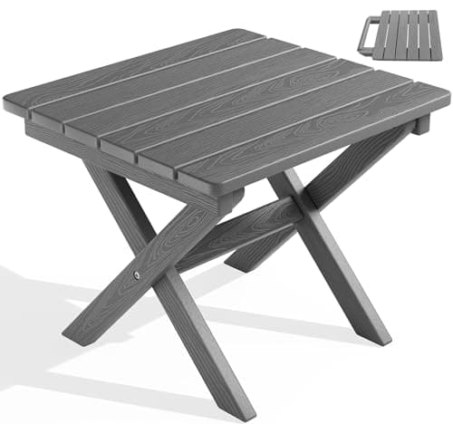 Serwall HDPE Adirondack Portable Outdoor Side Table, Black — Grey