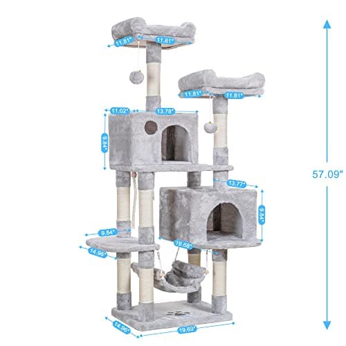 Hey-Brother Light Gray Multi-Level Cat Tree with Scratching Posts & Plush Condos MPJ020-SW