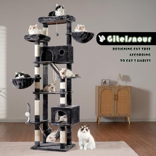 Tall Cat Tree for Large Cats, 200cm Tower with Hammock & Scratching Post GCT031G