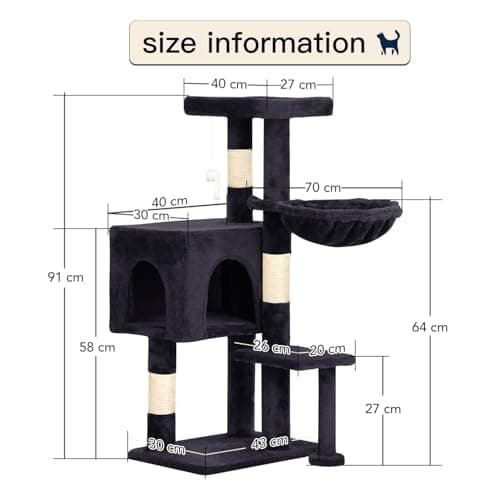 BestPet 36 Inch Tall Cat Tree with Scratching Post & Hammock (Dark Gray)