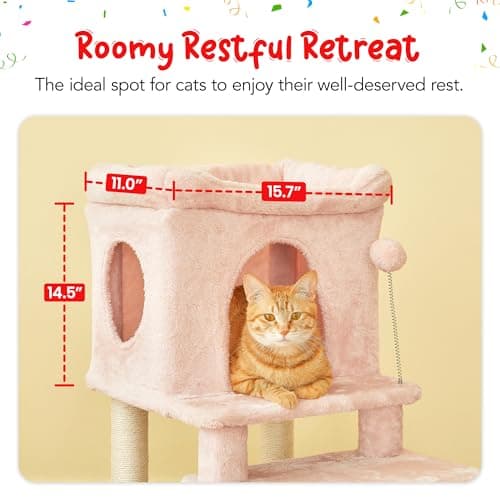 Pink 3-Step Cat Tree, 28.7" Scratching Tower for Indoor Cats